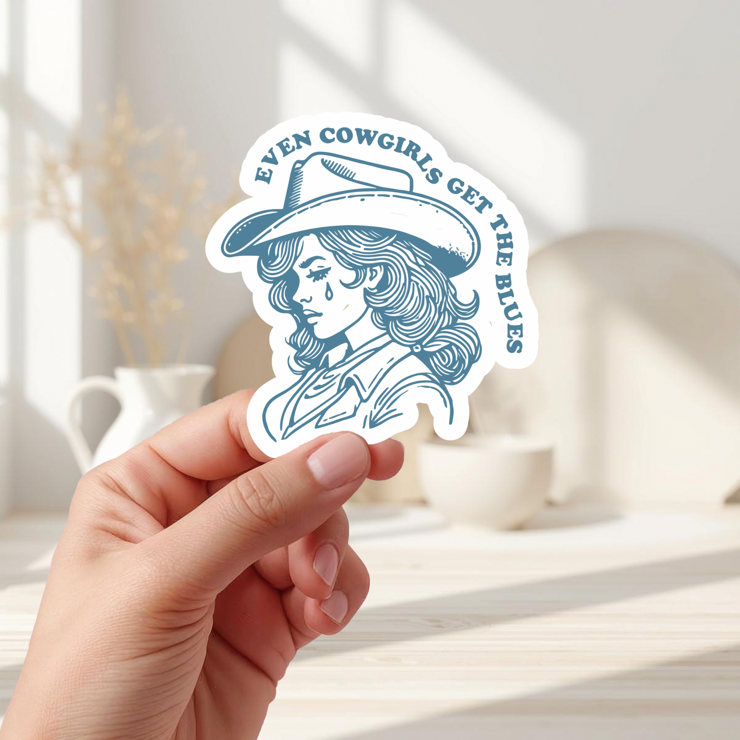 retro cowgirl sticker design