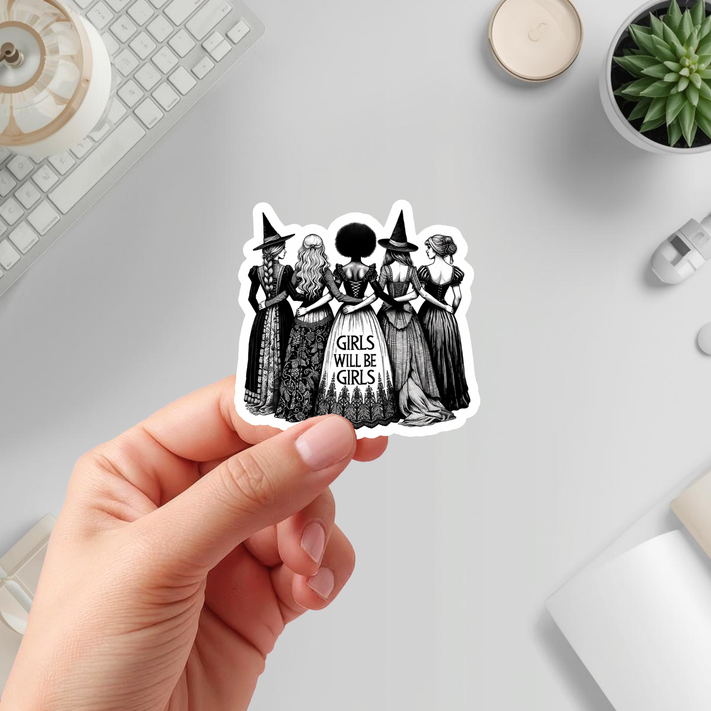 gothic women witch sticker vintage style vinyl decal