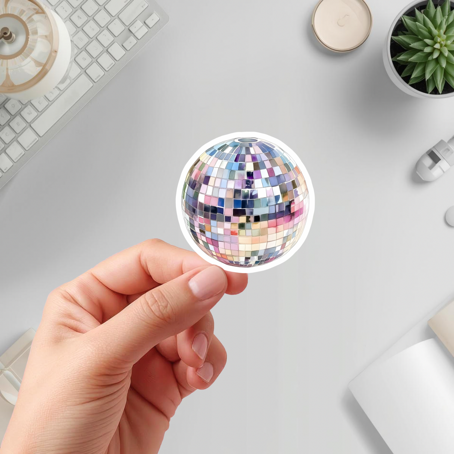 Pastel disco ball vinyl sticker