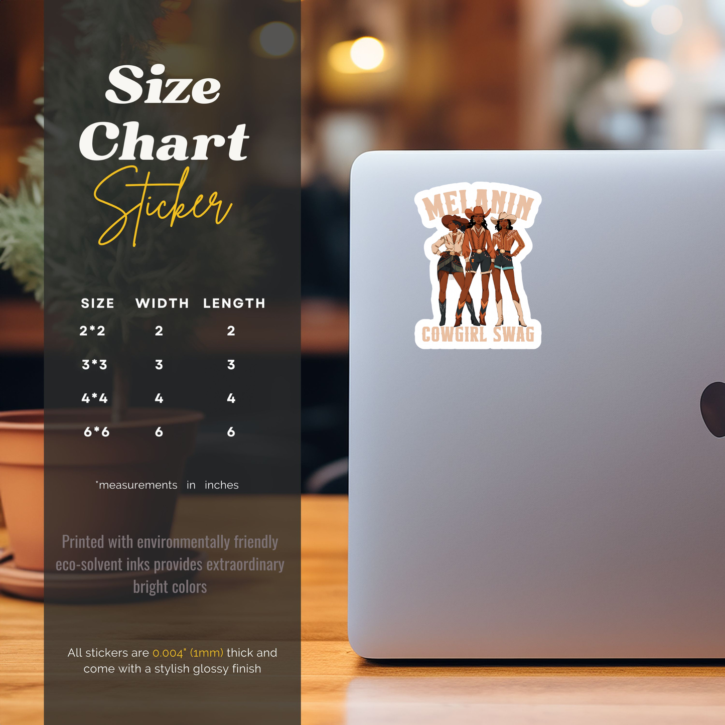 black cowgirl style sticker