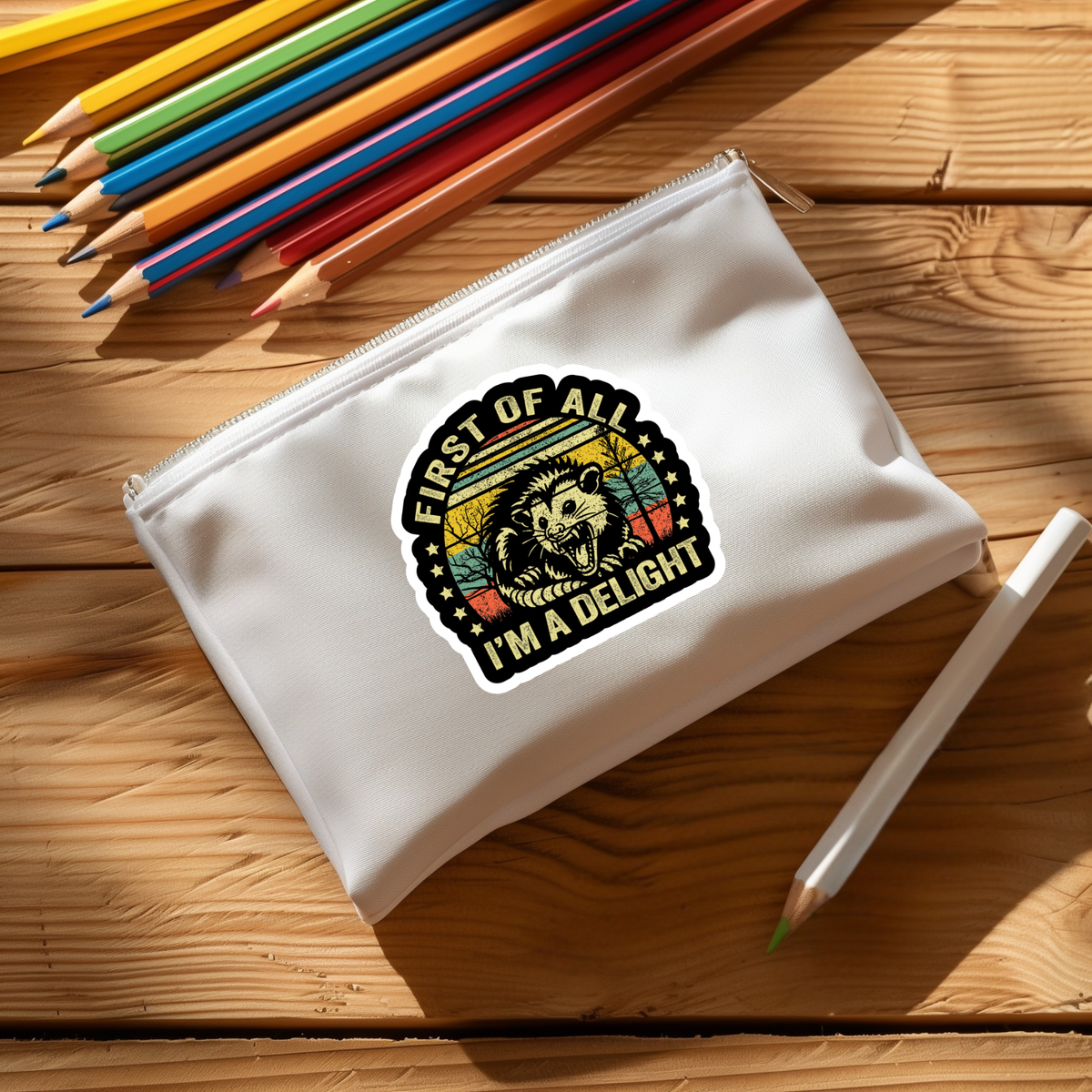 Retro Possum Vinyl Sticker With Funny Quote