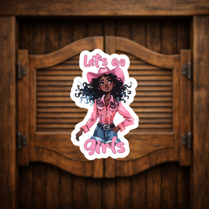Black Cowgirl Sticker Decal With Pink Cowboy Hat