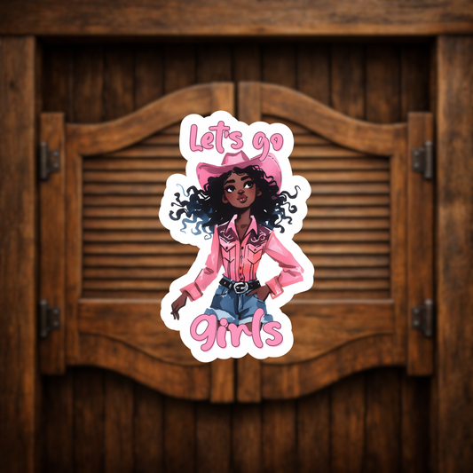 Black Cowgirl Sticker Decal With Pink Cowboy Hat