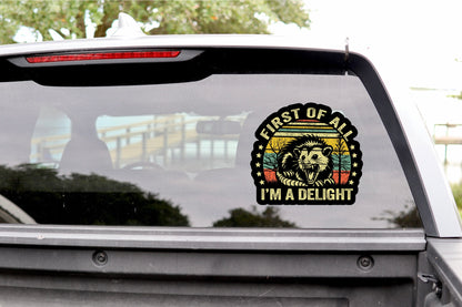 Retro woodland opossum sticker for a car window