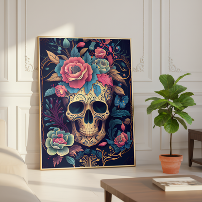 gothic floral skull printable