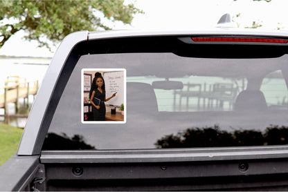 African American Teacher Doll Car Window Sticker