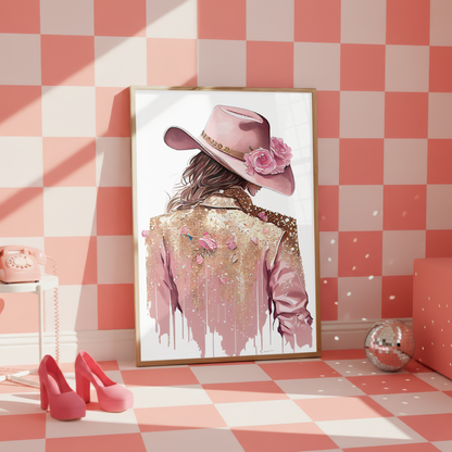 cowgirl aesthetic wall art printable pink