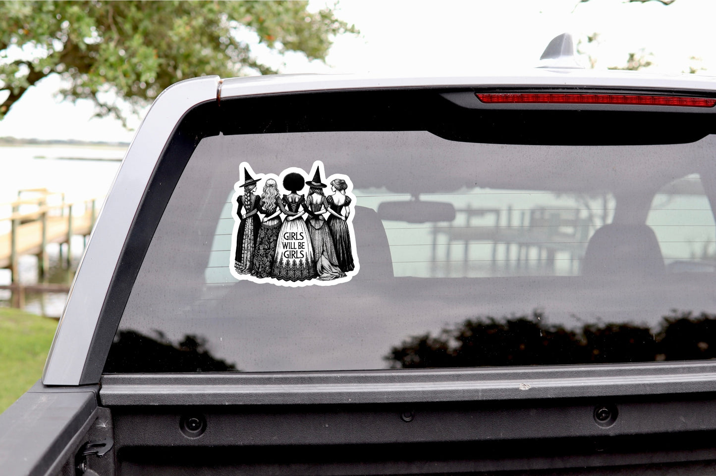 black and white witch sticker women friendship decal