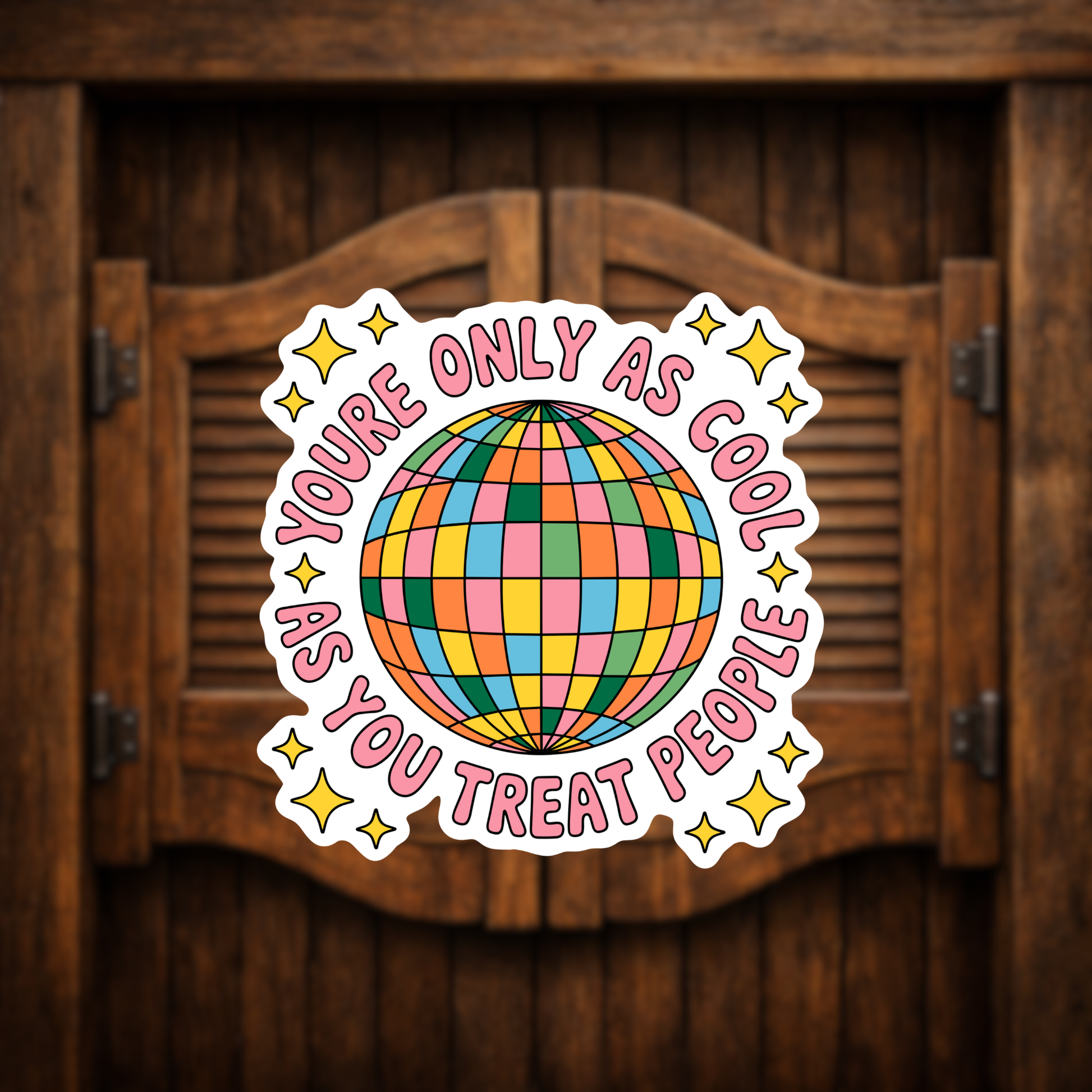 retro disco ball vinyl sticker quote