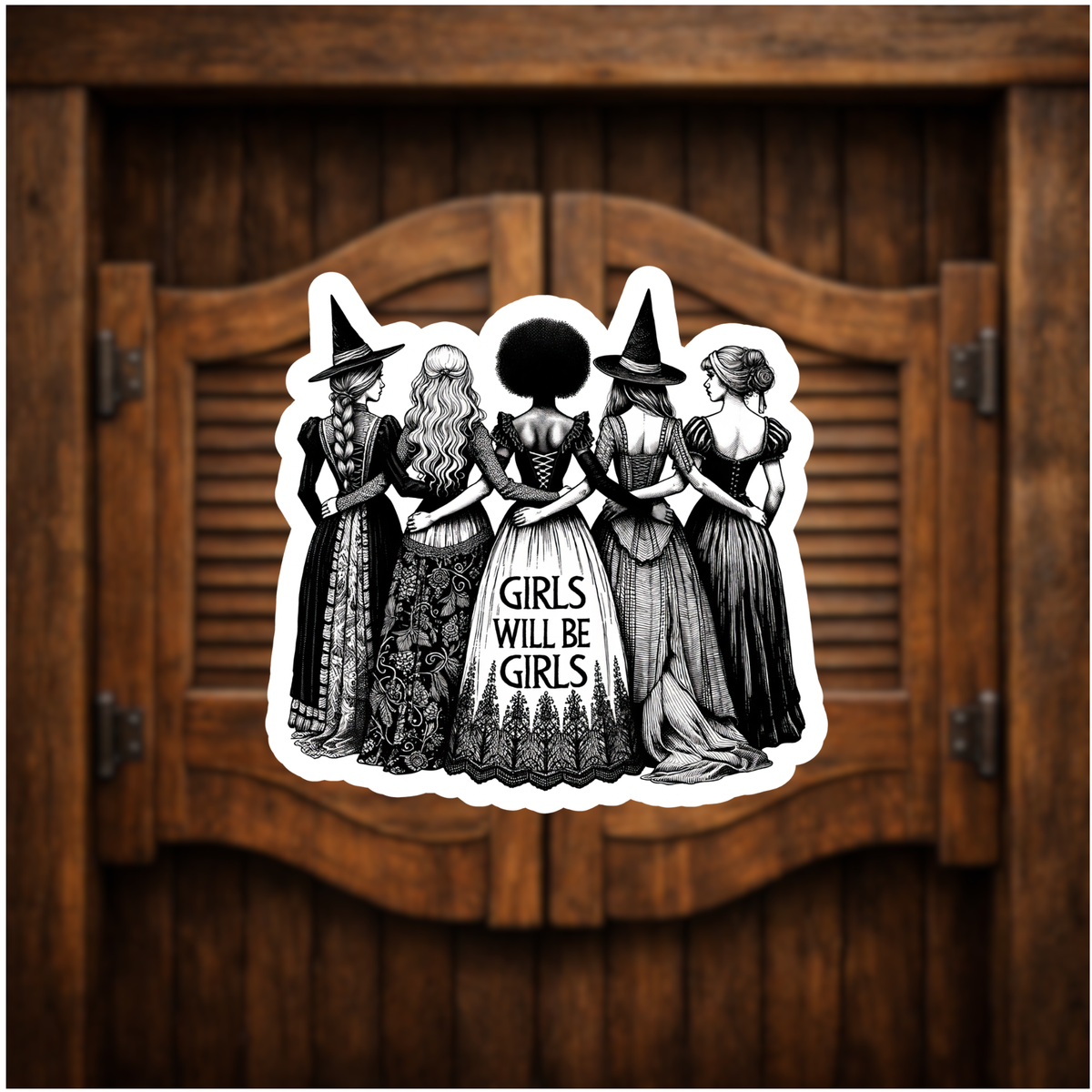 Girls wanna be girls gothic Halloween sticker 