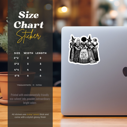 witch group sticker black white aesthetic laptop sticker