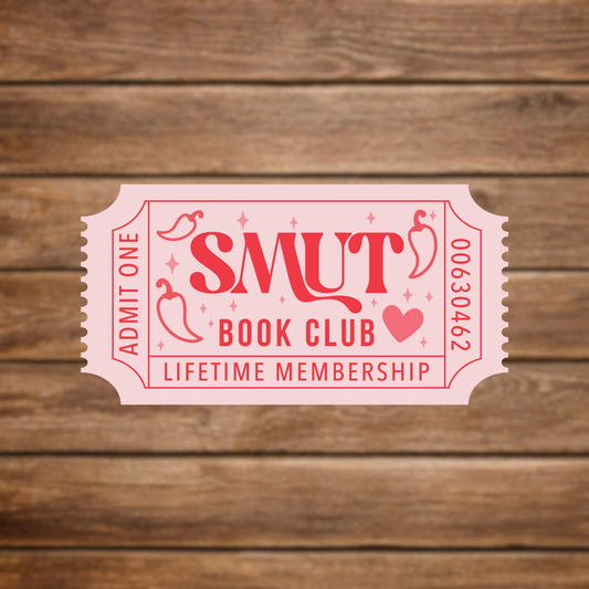 smut book club ticket sticker