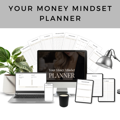 Money mindset planner with monthly budget and tracking pages