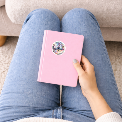 Retro mirror ball decal for journal