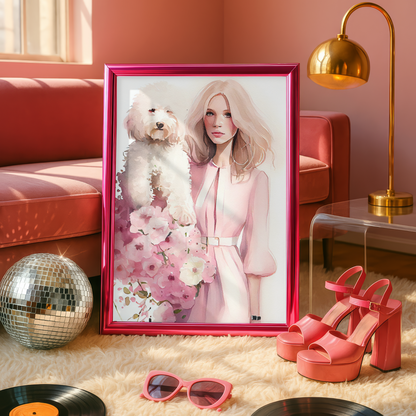 fluffy white dog wall art printable