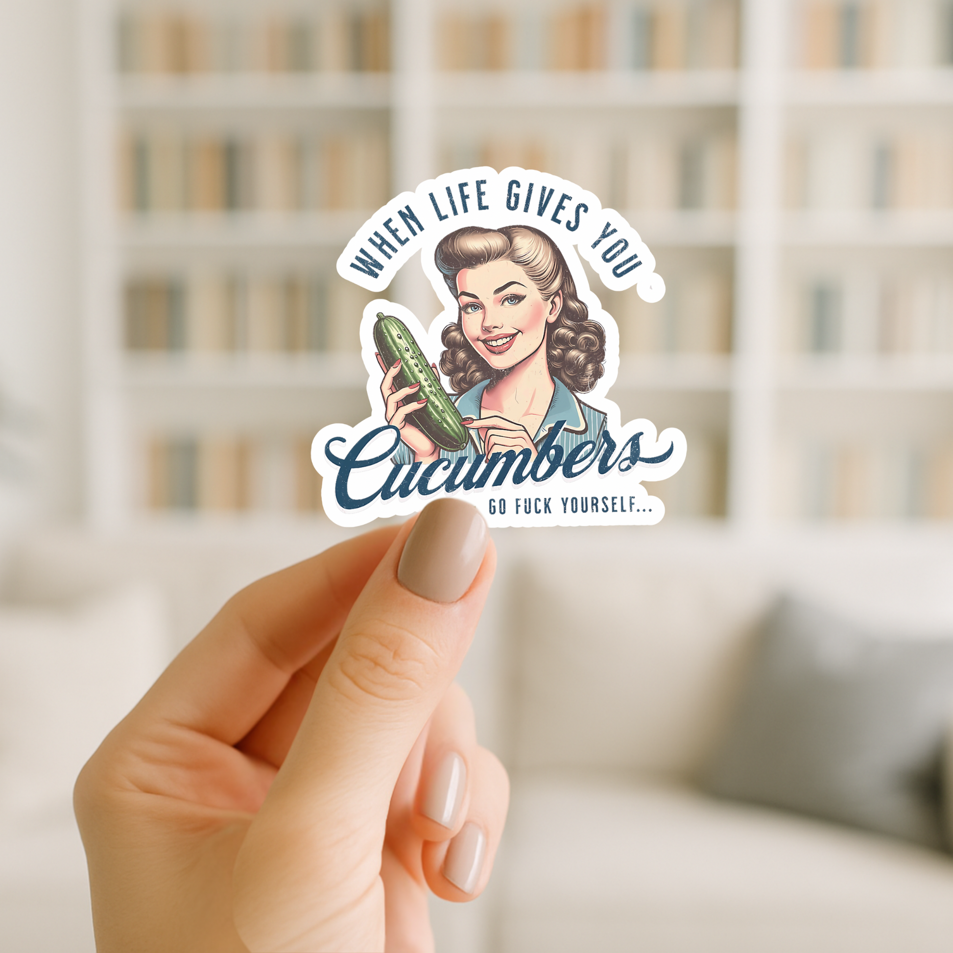  retro cucumbers saying sticker