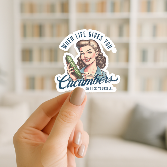  retro cucumbers saying sticker