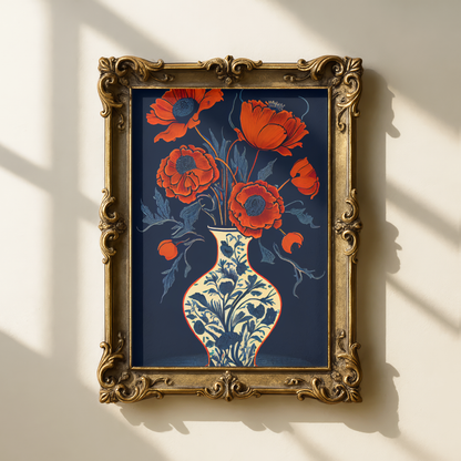 oriental poppy vase printable art
