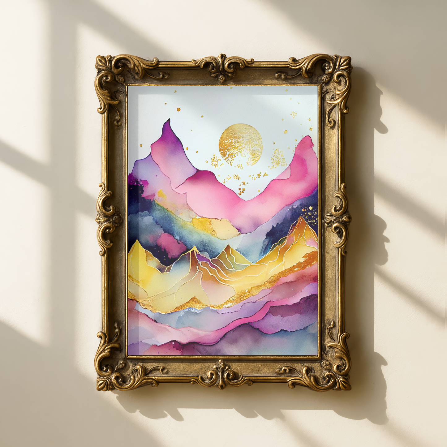 alcohol ink mountain wall art