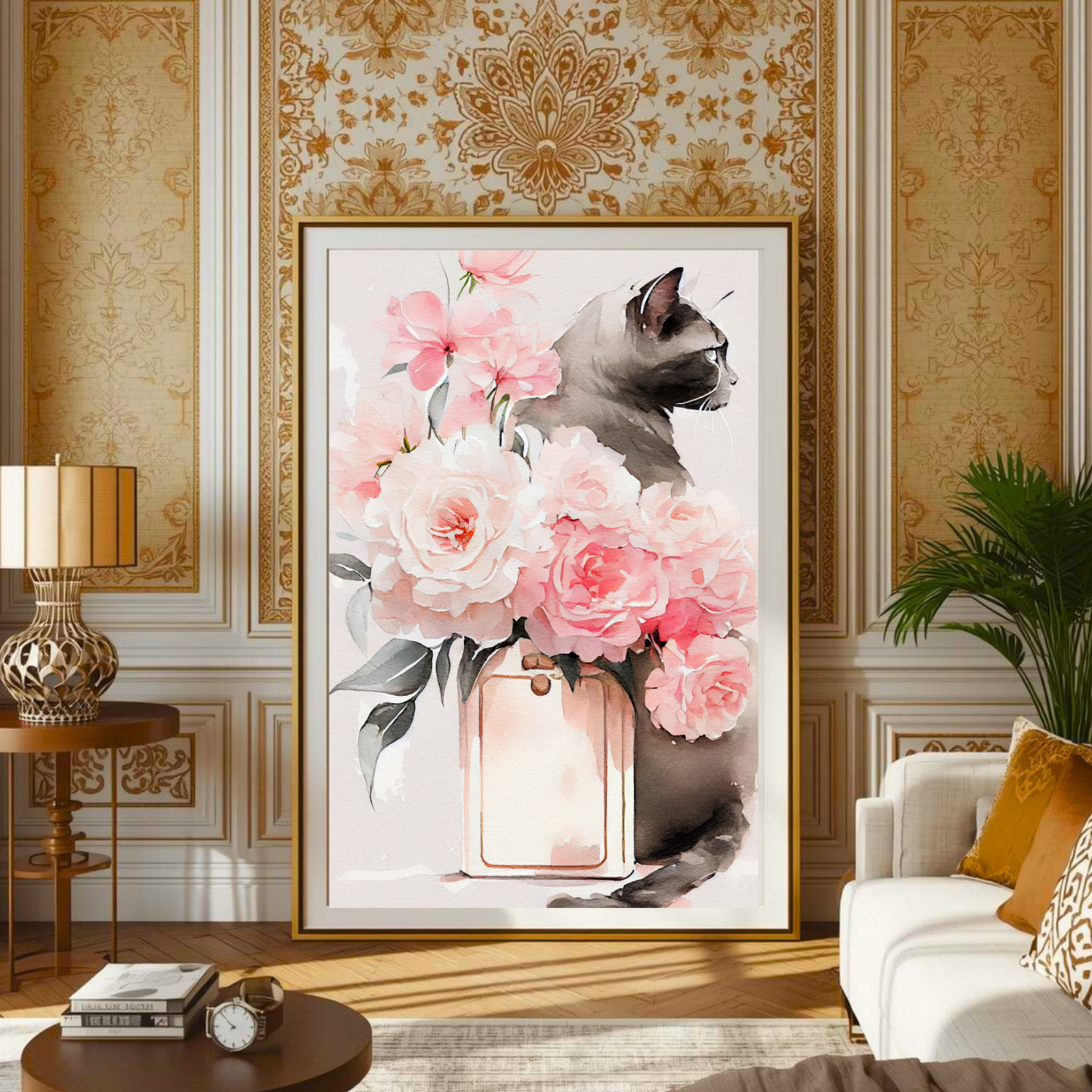 botanical cat wall decor
