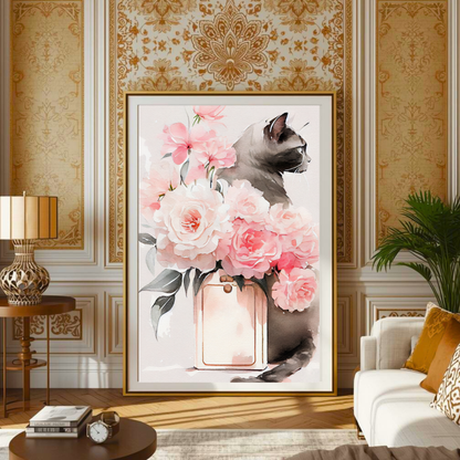 botanical cat wall decor
