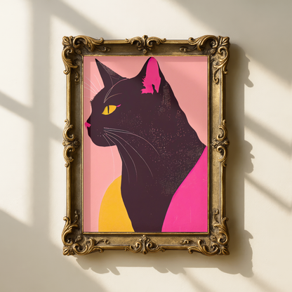 black cat wall art printable