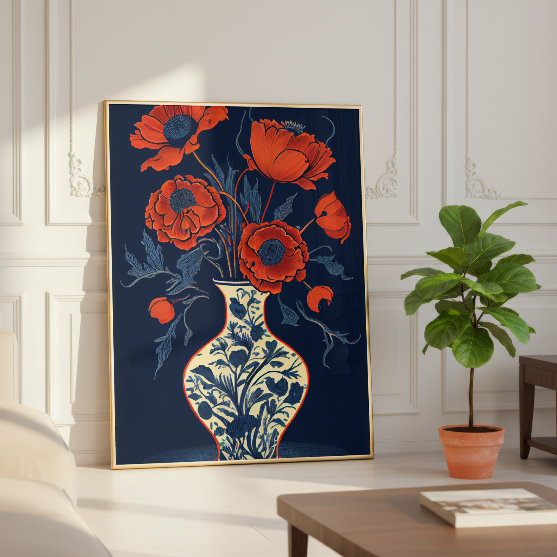 chinoiserie poppy vase printable wall art