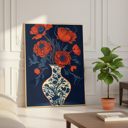chinoiserie poppy vase printable wall art