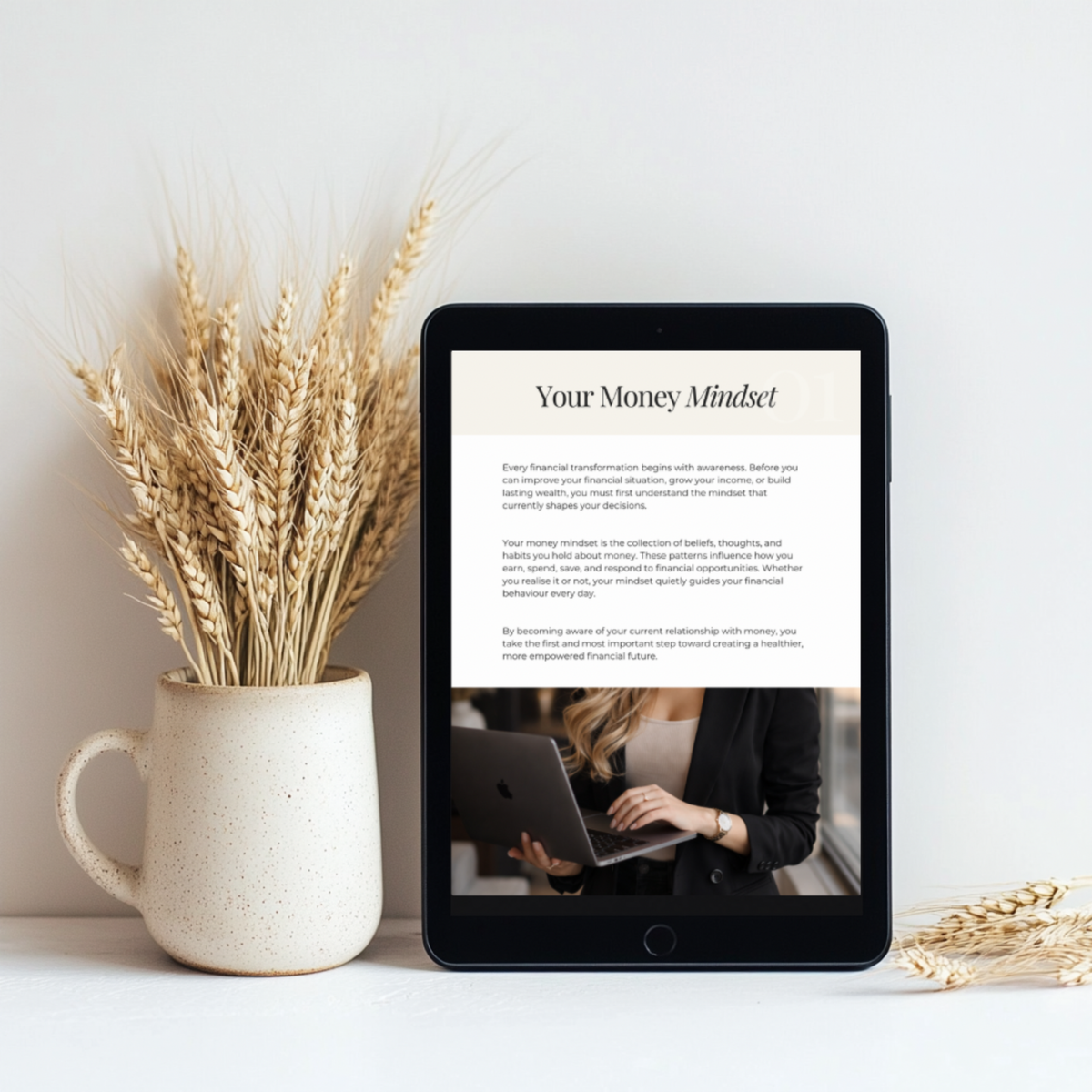 Money mindset workbook with journal prompts and reflection pages