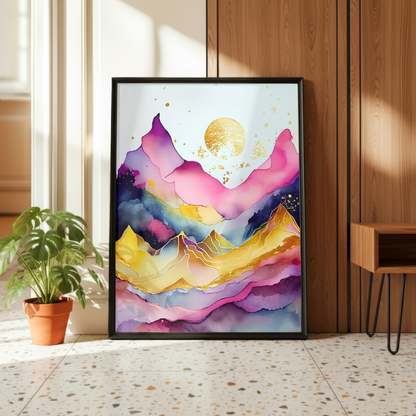 colorful mountain landscape art