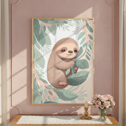 sloth neutral tone wall art