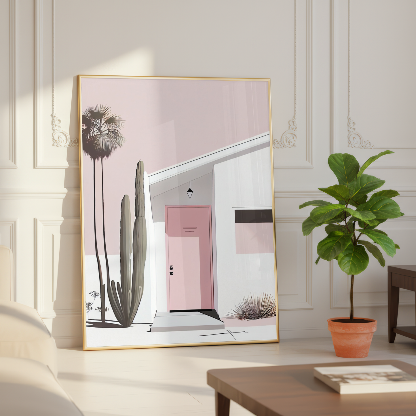 blush pink desert house wall art