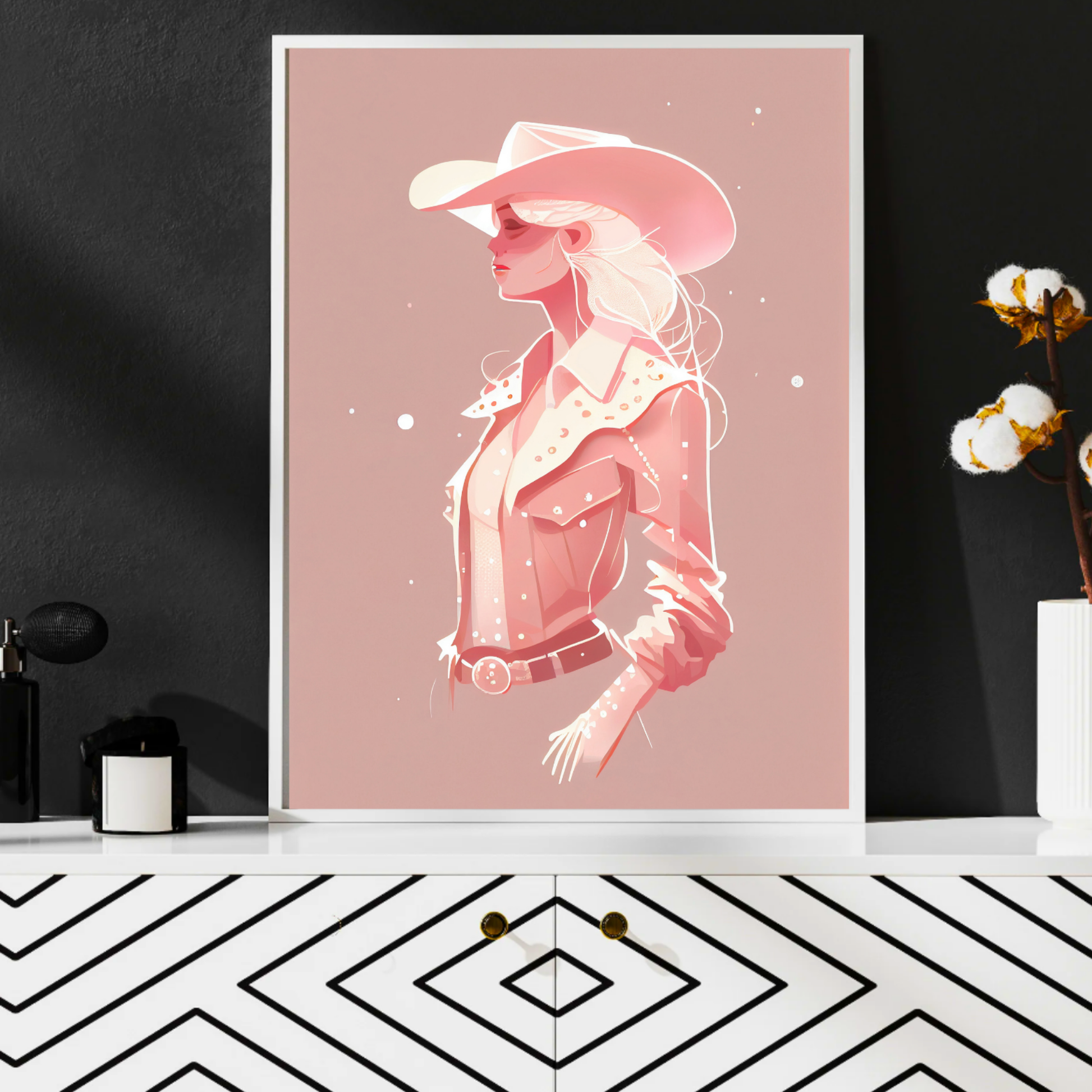 cowgirl western decor wall art pink