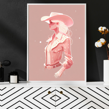 cowgirl western decor wall art pink