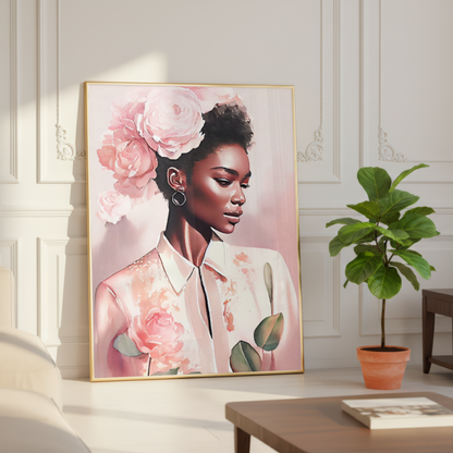 black woman peony art print