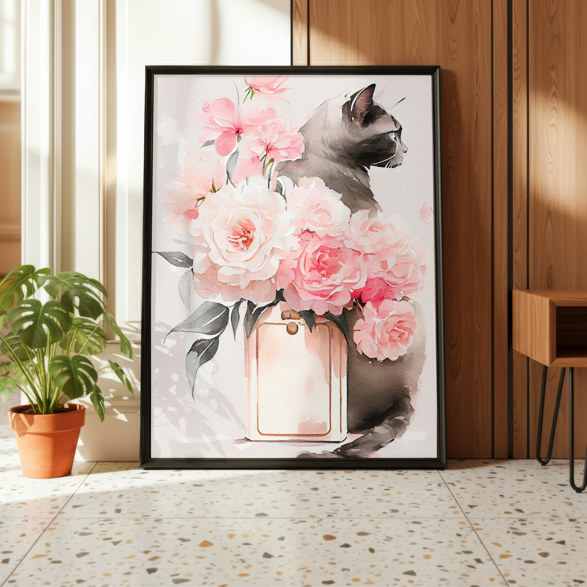 floral cat wall art