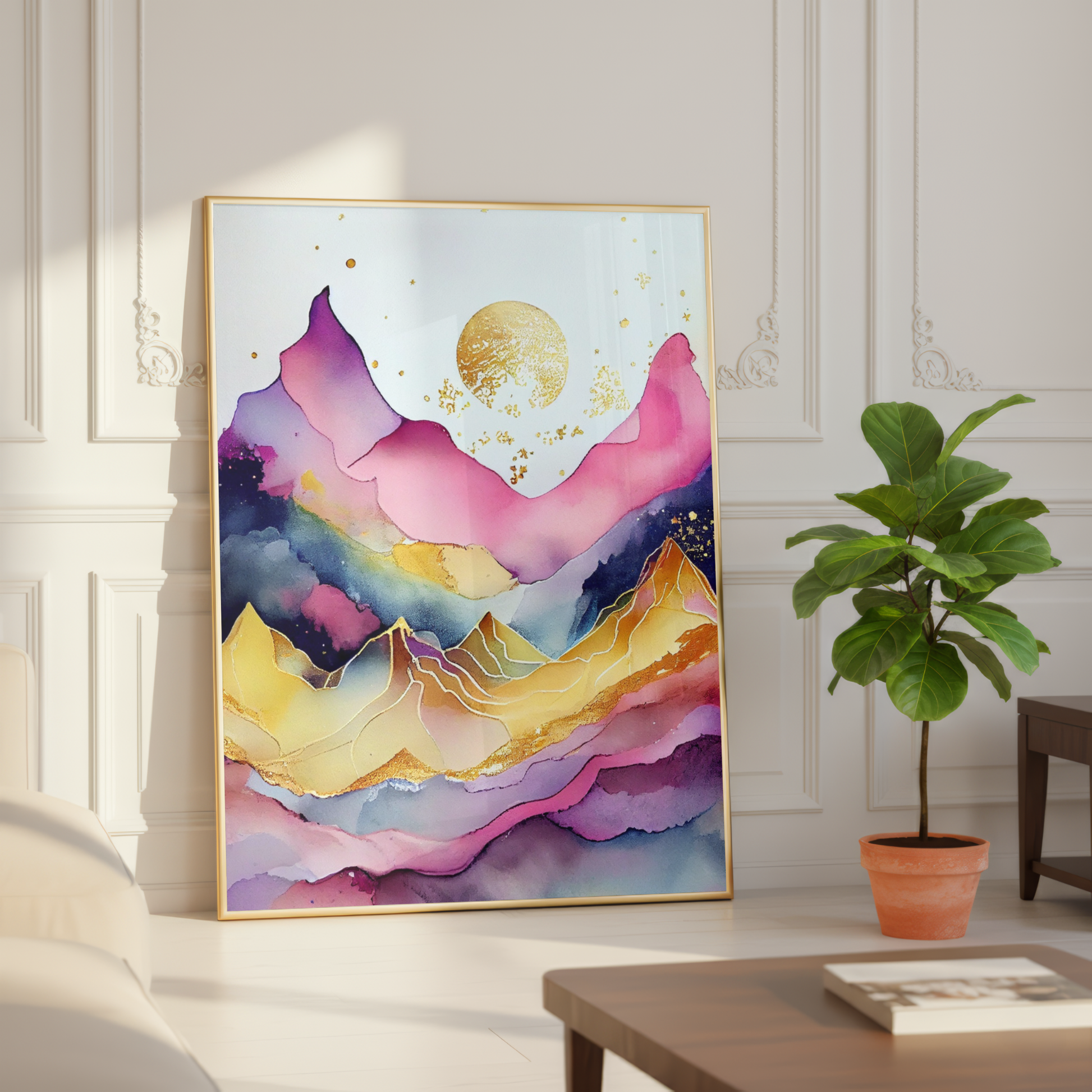 gold sun mountain artwork