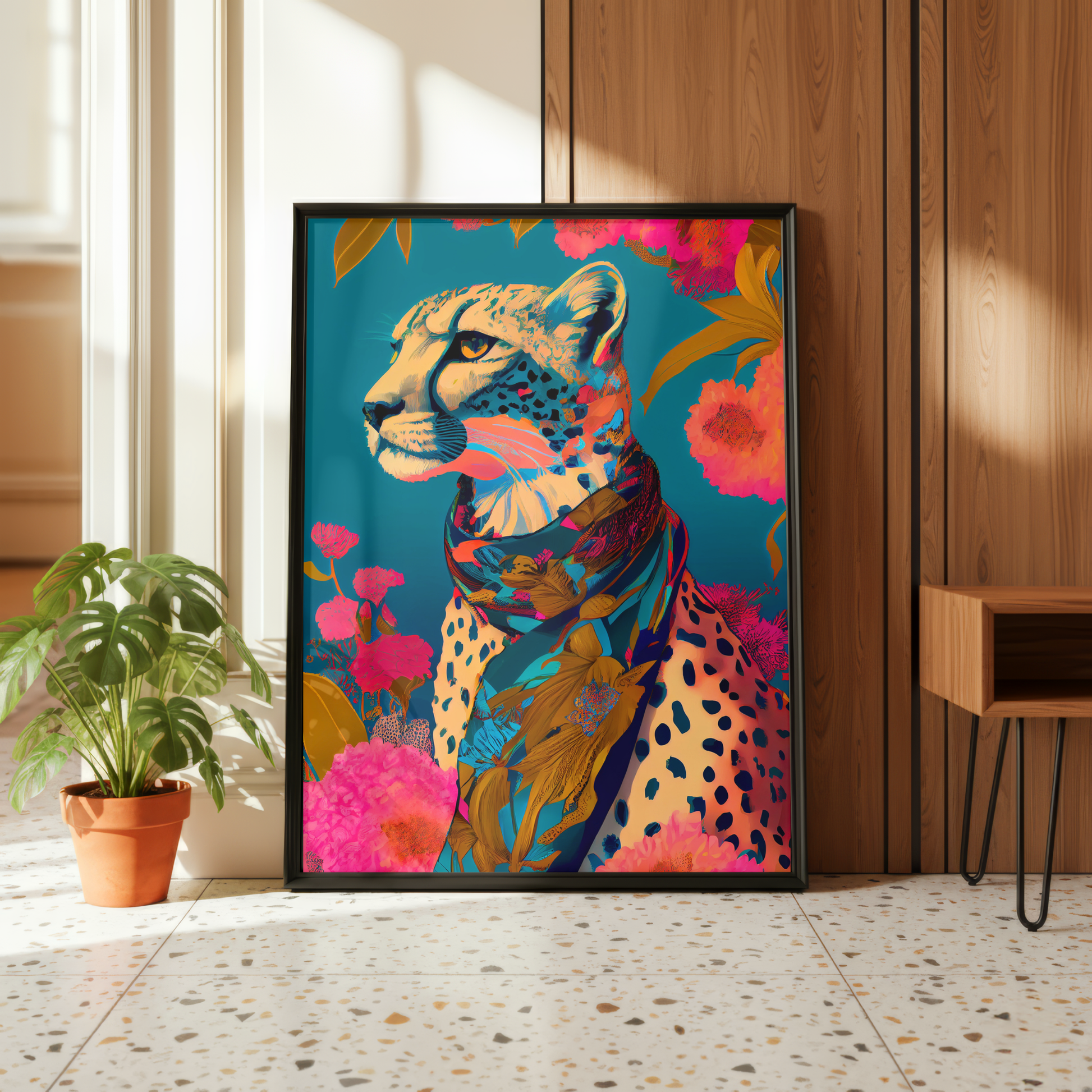 colorful cheetah art print