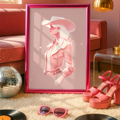 blush pink cowgirl wall art print