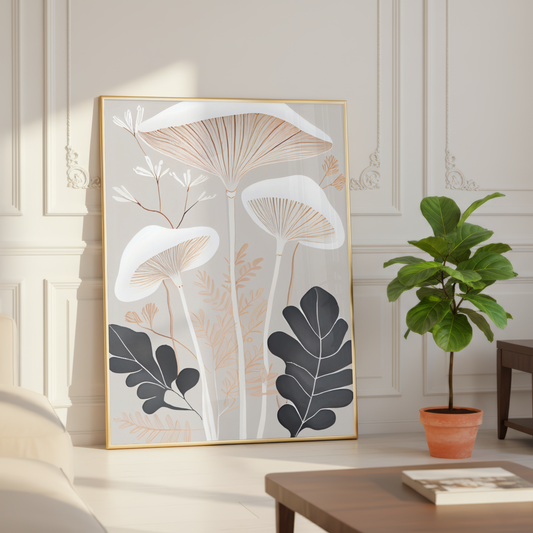 neutral mushroom wall art printable