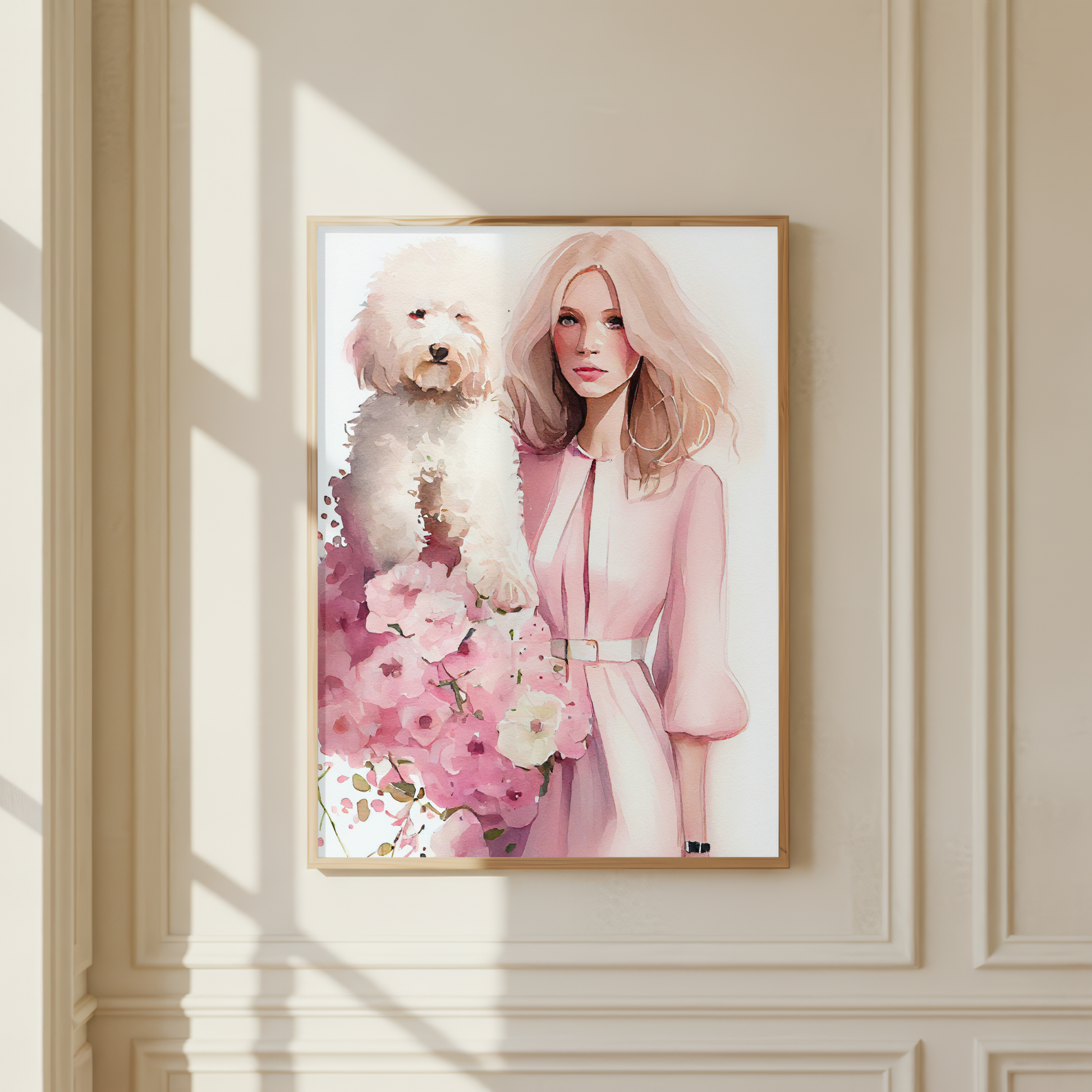 feminine portrait dog wall art