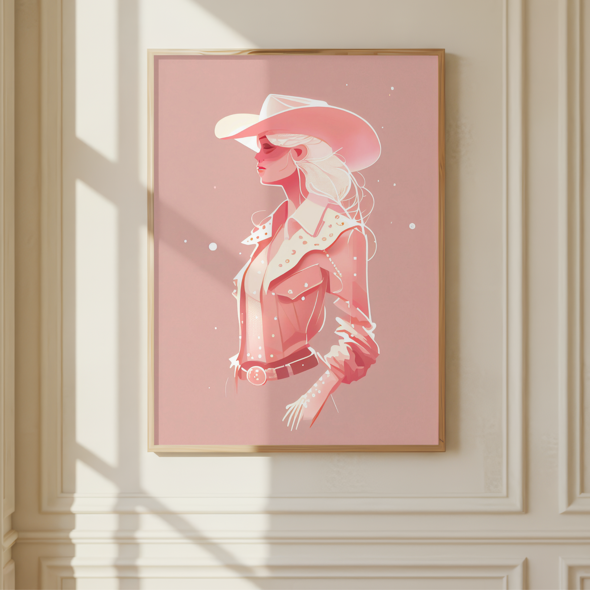 pink cowgirl hat wall art printable
