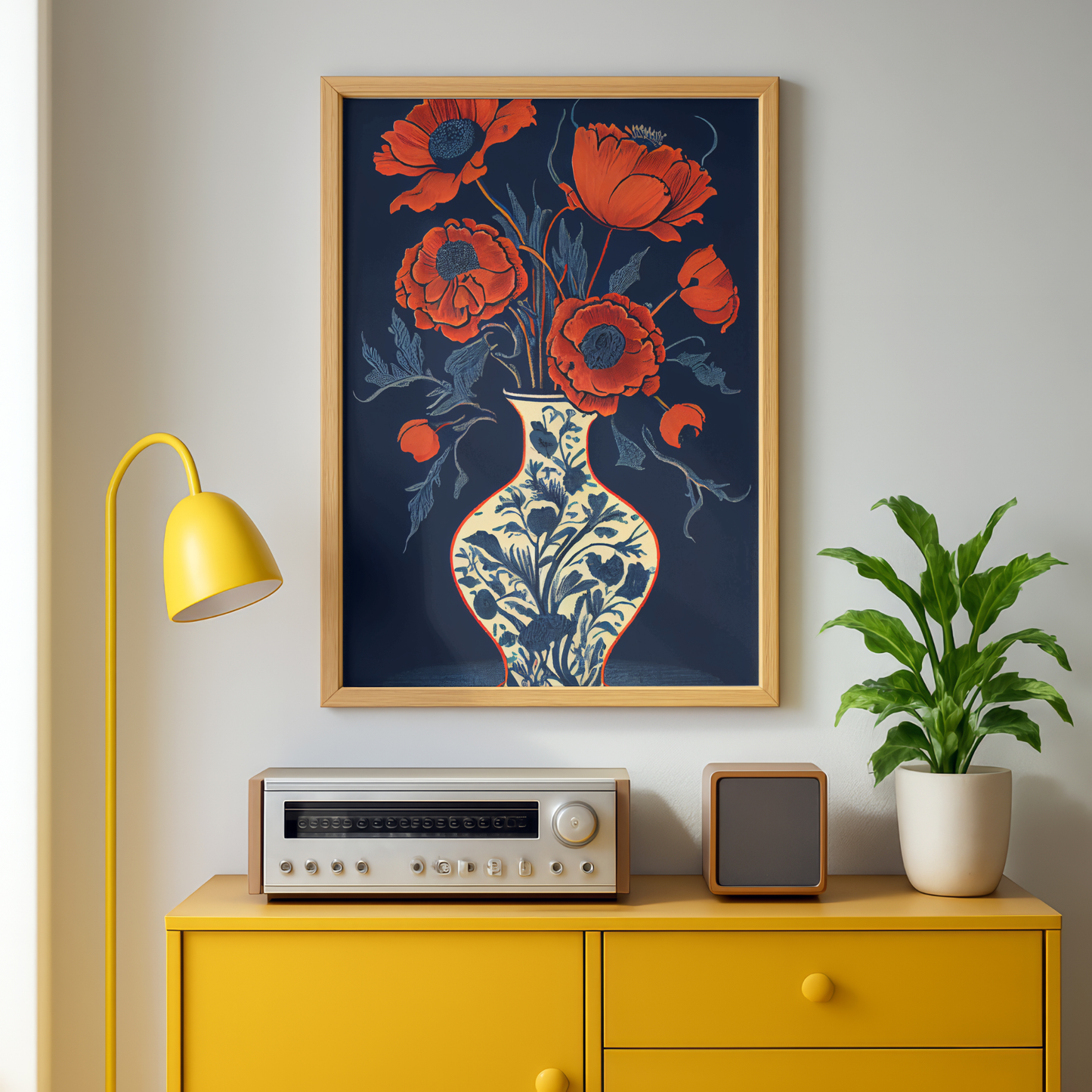 red poppy floral vase printable decor