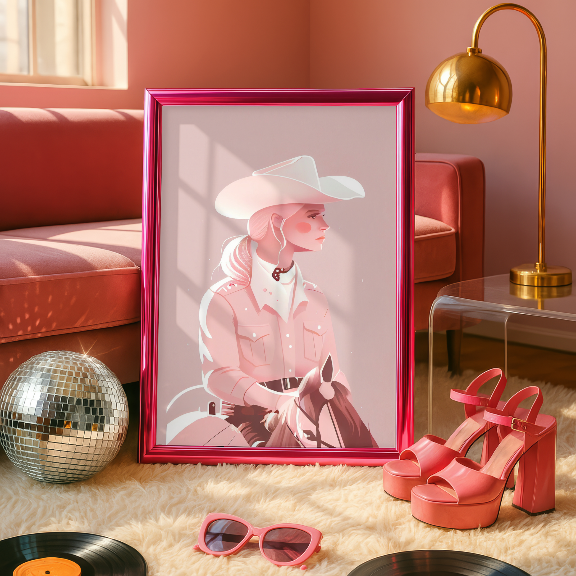 pink cowgirl horse print