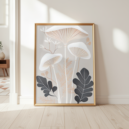 minimal mushroom botanical illustration