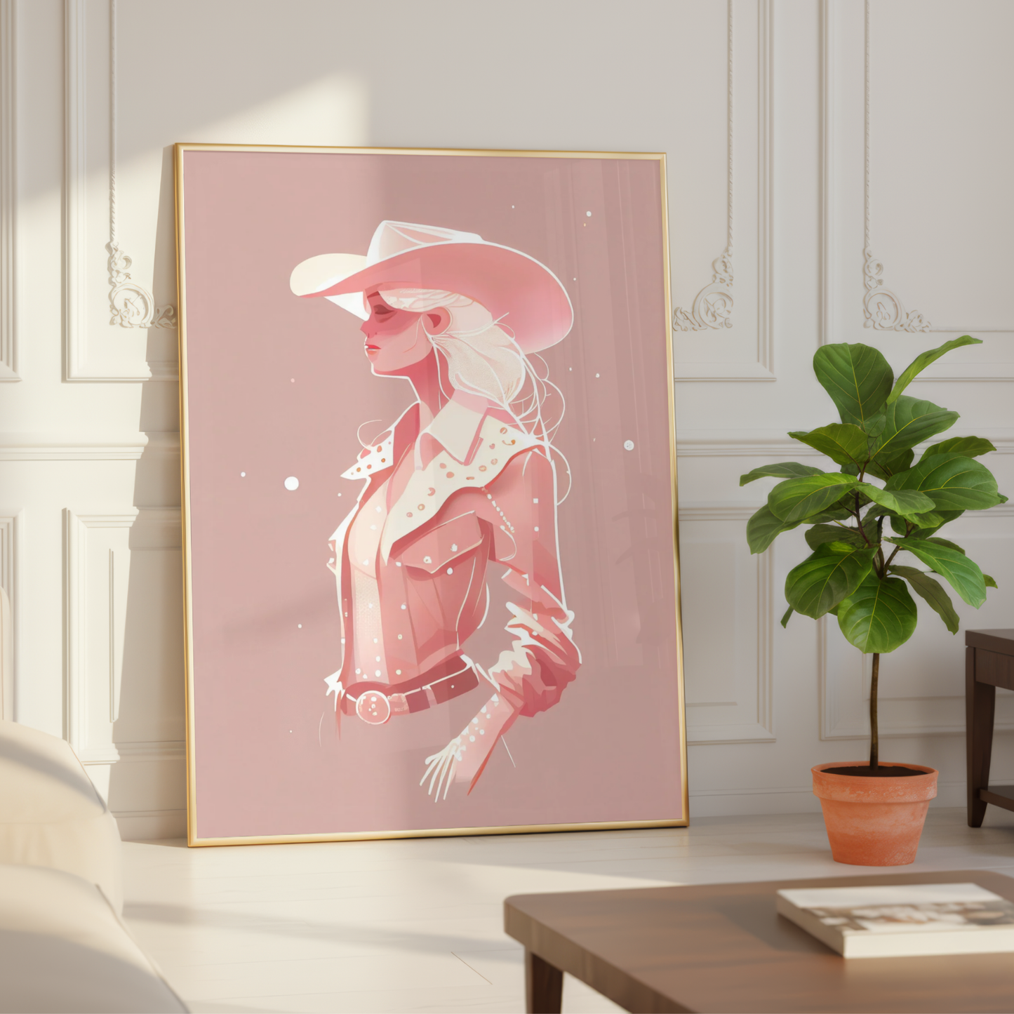 blush pink cowgirl wall art print