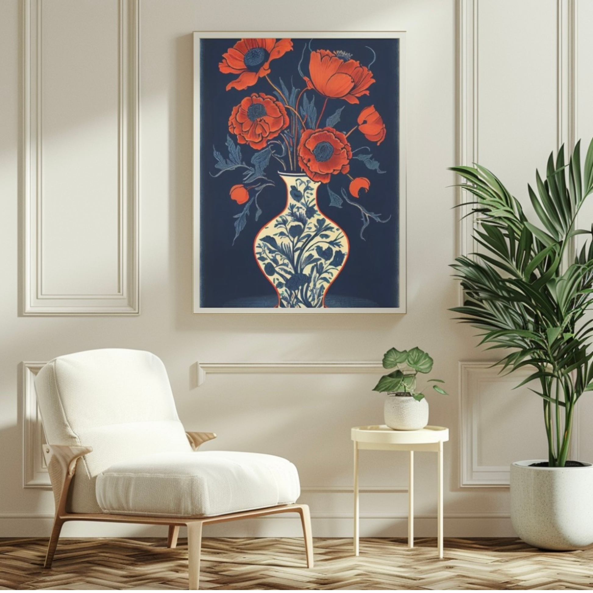 dark floral chinoiserie printable wall art