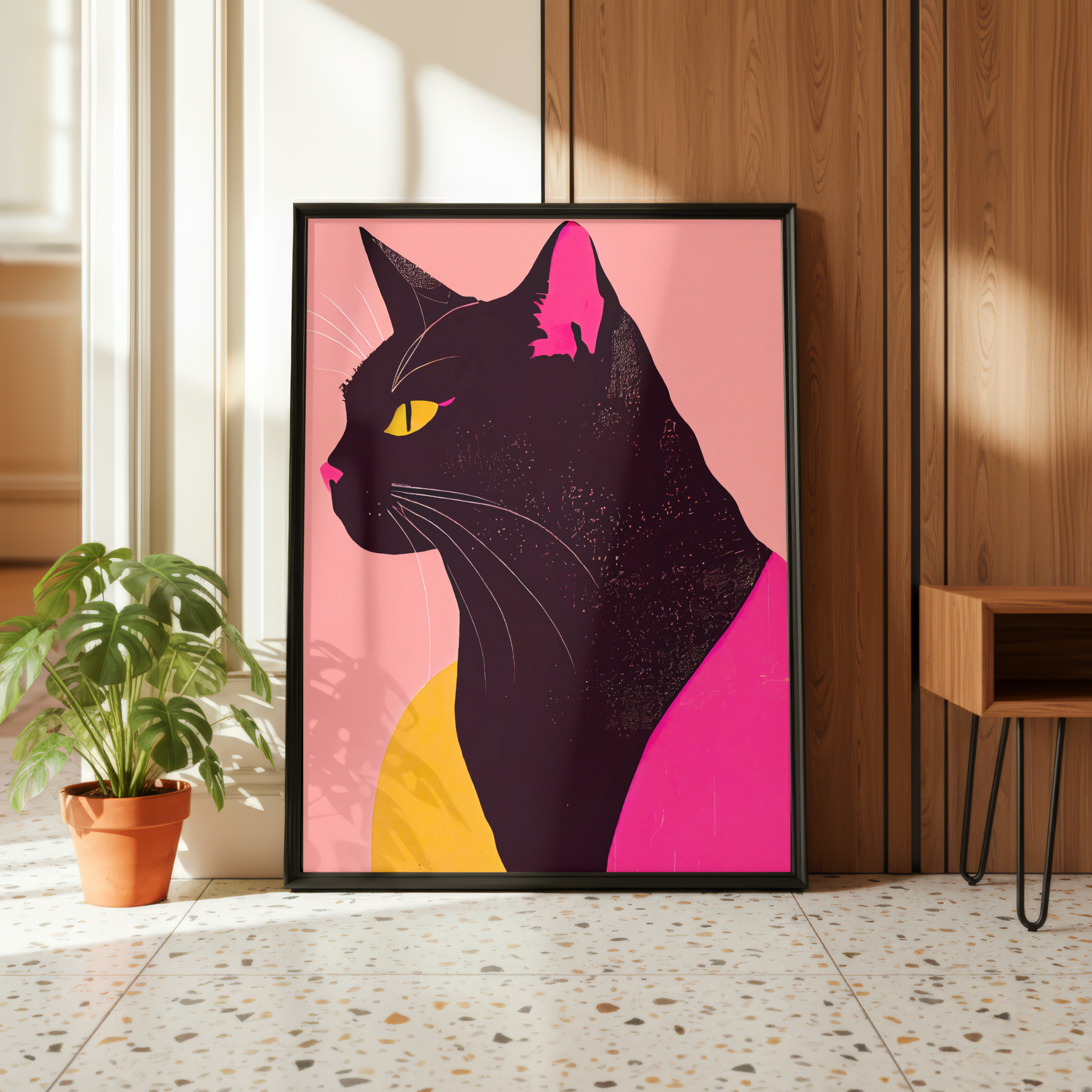 abstract cat wall art print