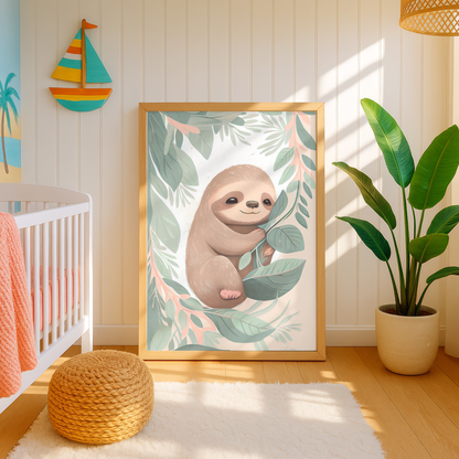 sloth nursery wall decor printable