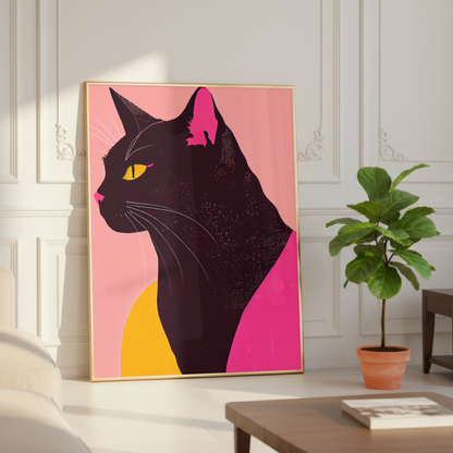yellow eye black cat art
